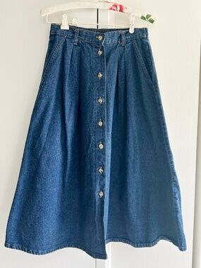 Vintage denim button down a-line skirt